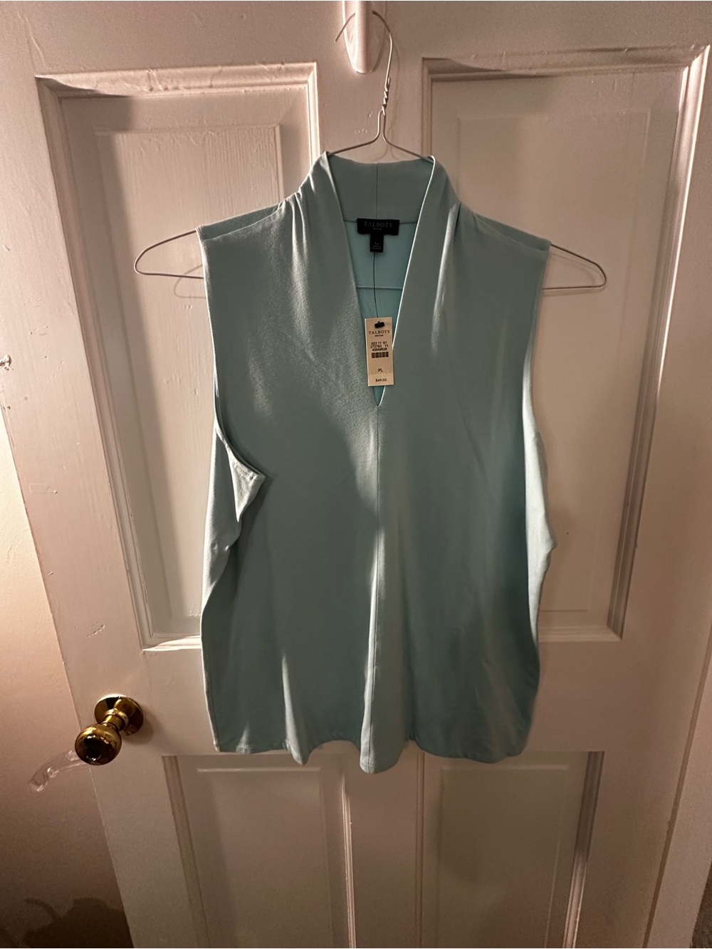 Talbots Sleeveless V-Neck Shell Top - Light Blue